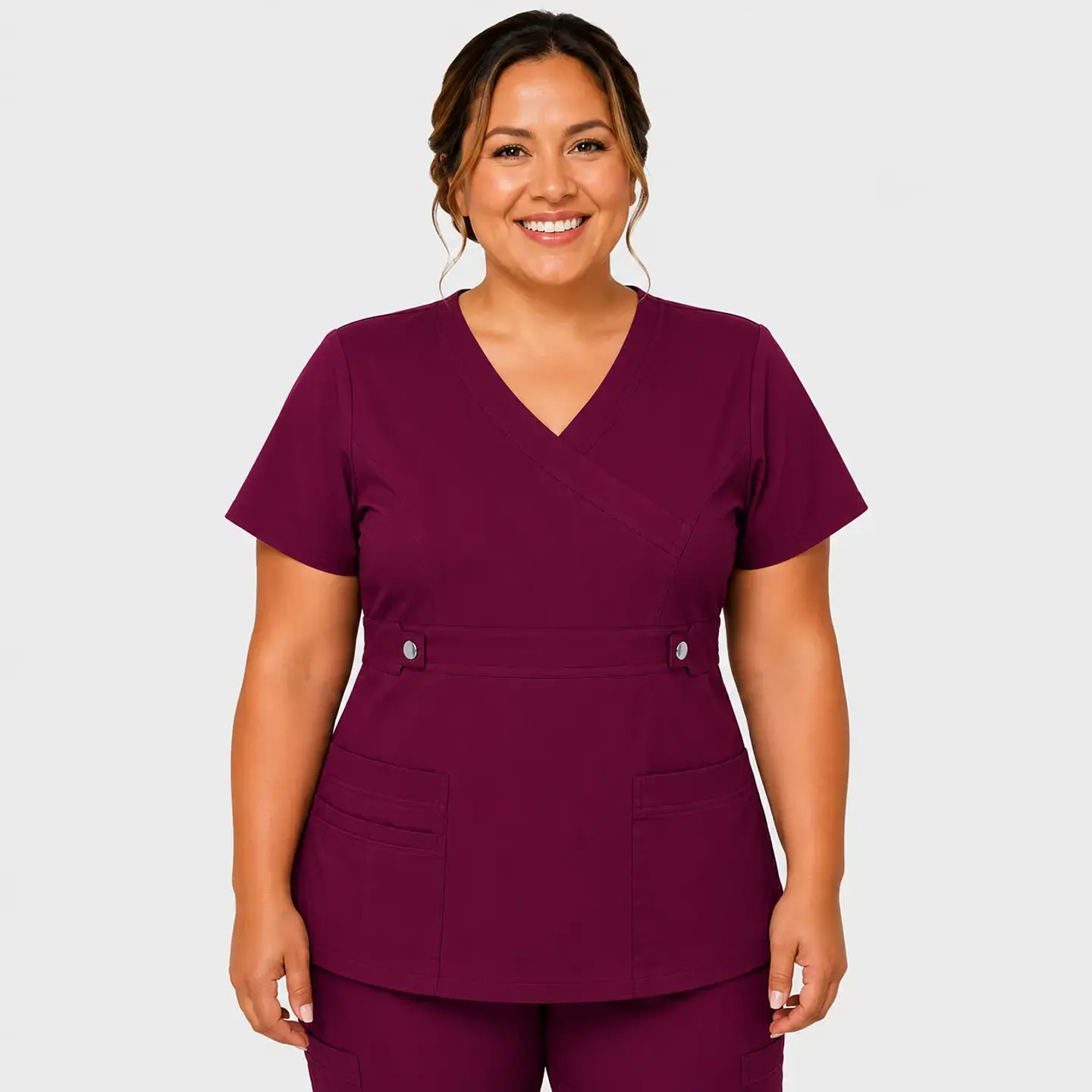 Blusa Clínica Cargo Antifluido Elasticada Ciruela para Mujer 3