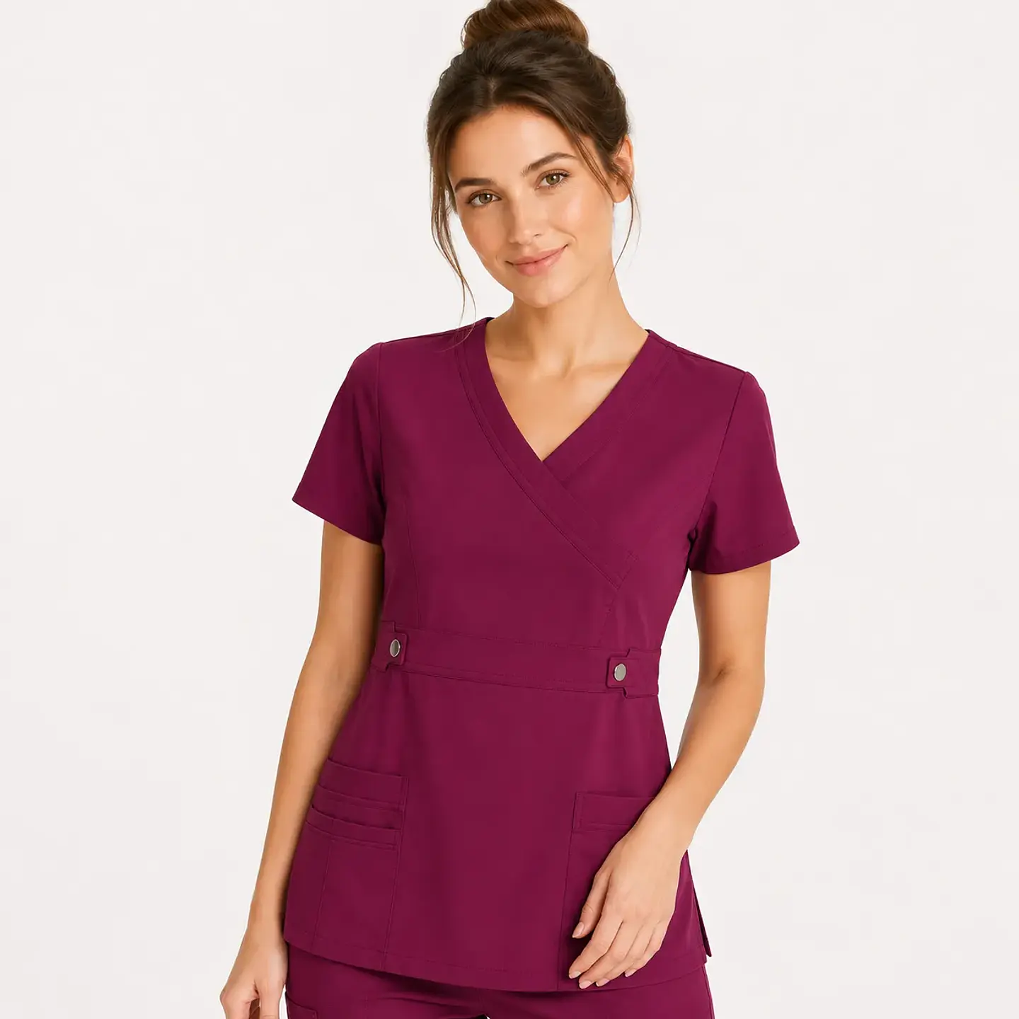 Blusa Clínica Cargo Antifluido Elasticada Ciruela para Mujer 1