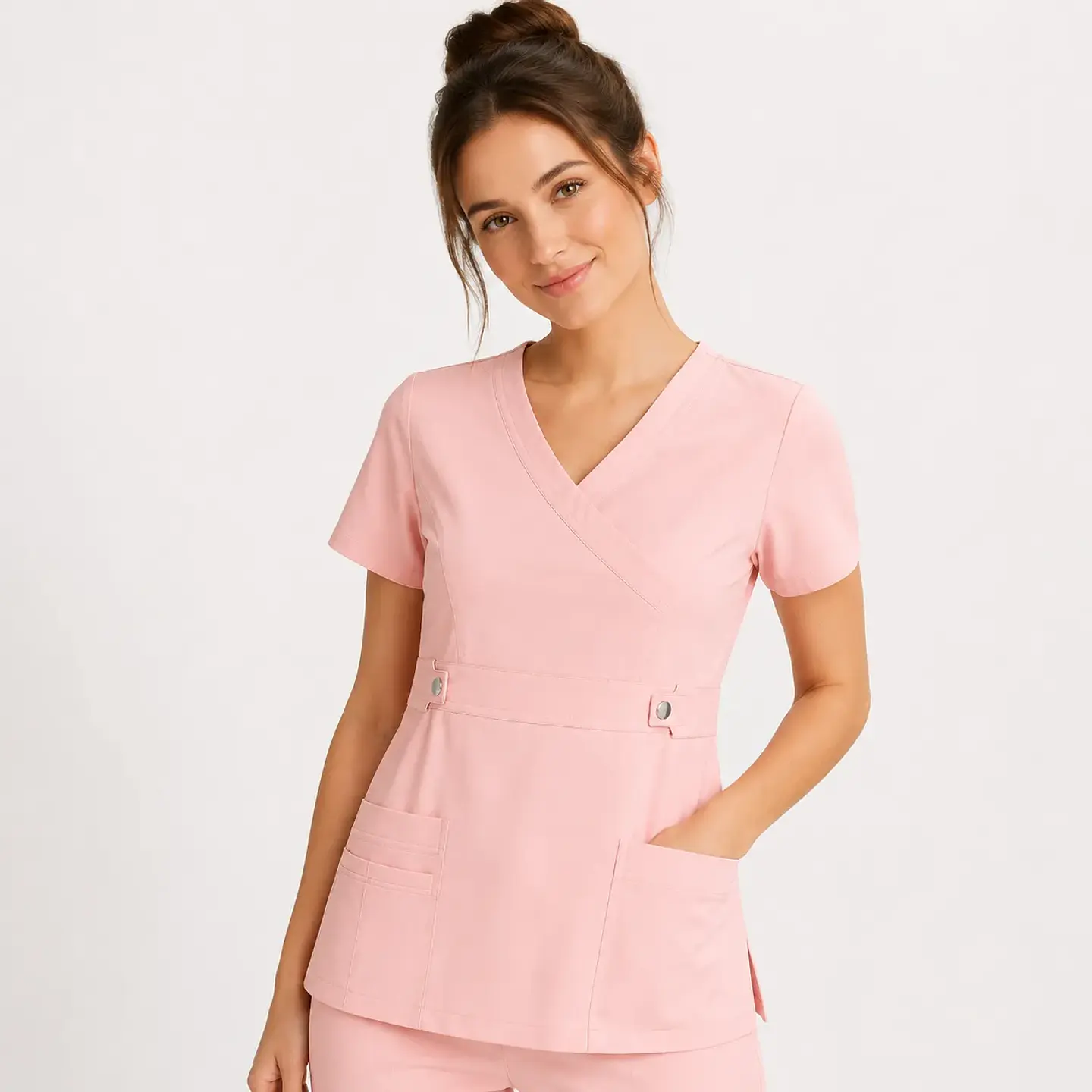 Blusa Clínica Cargo Antifluido Elasticada Damasco para Mujer 1