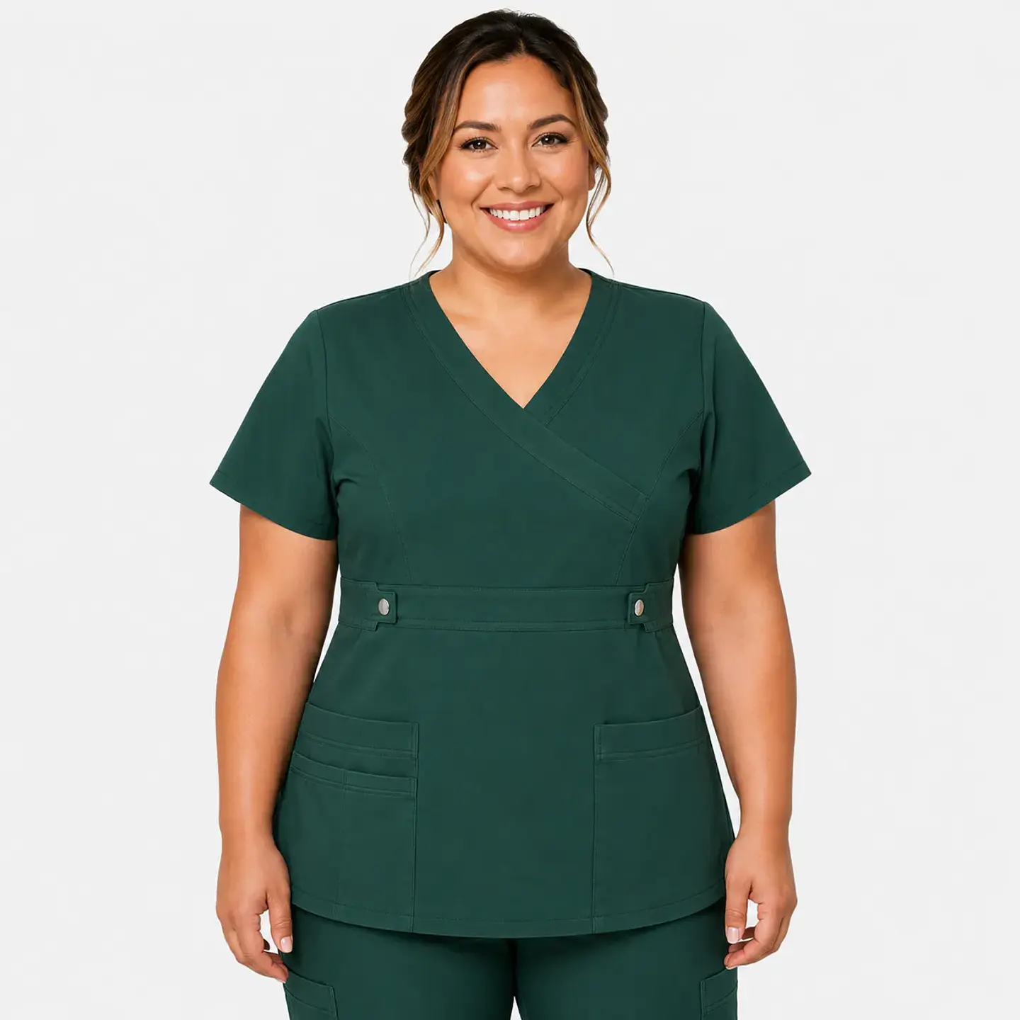 Blusa Clínica Cargo Antifluido  Elasticada  Verde Botella para Mujer 3