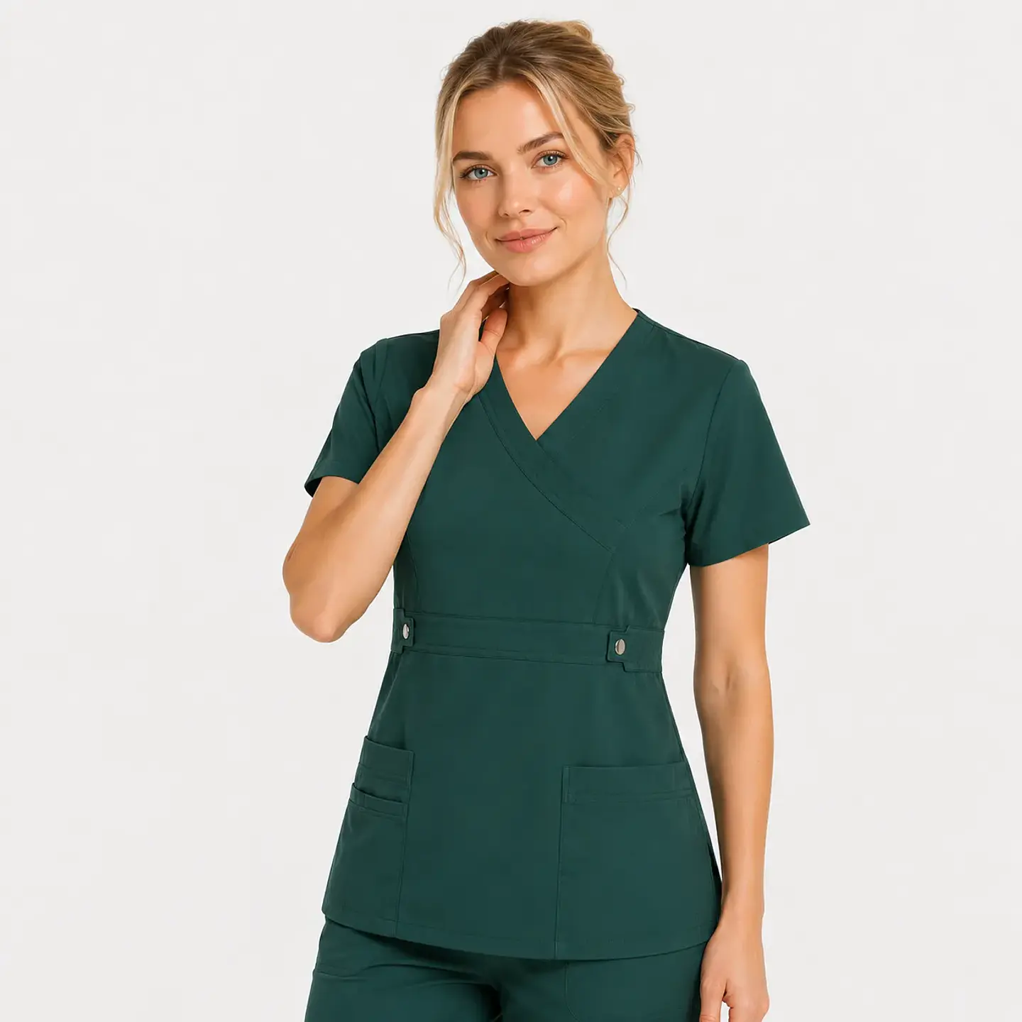Blusa Clínica Cargo Antifluido  Elasticada  Verde Botella para Mujer 1