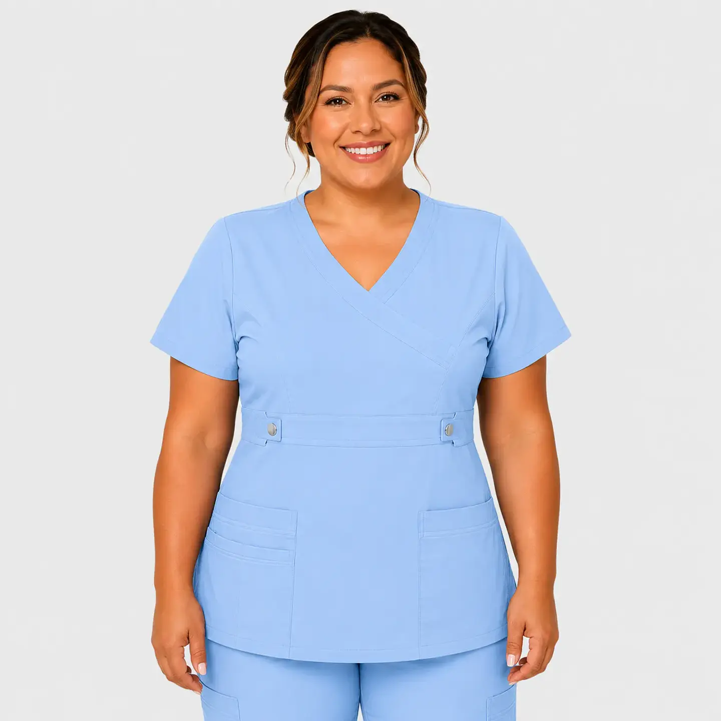 Blusa Clínica Cargo Elasticada Antifluido Celeste Jacinto-Paquete vela para Mujer 3