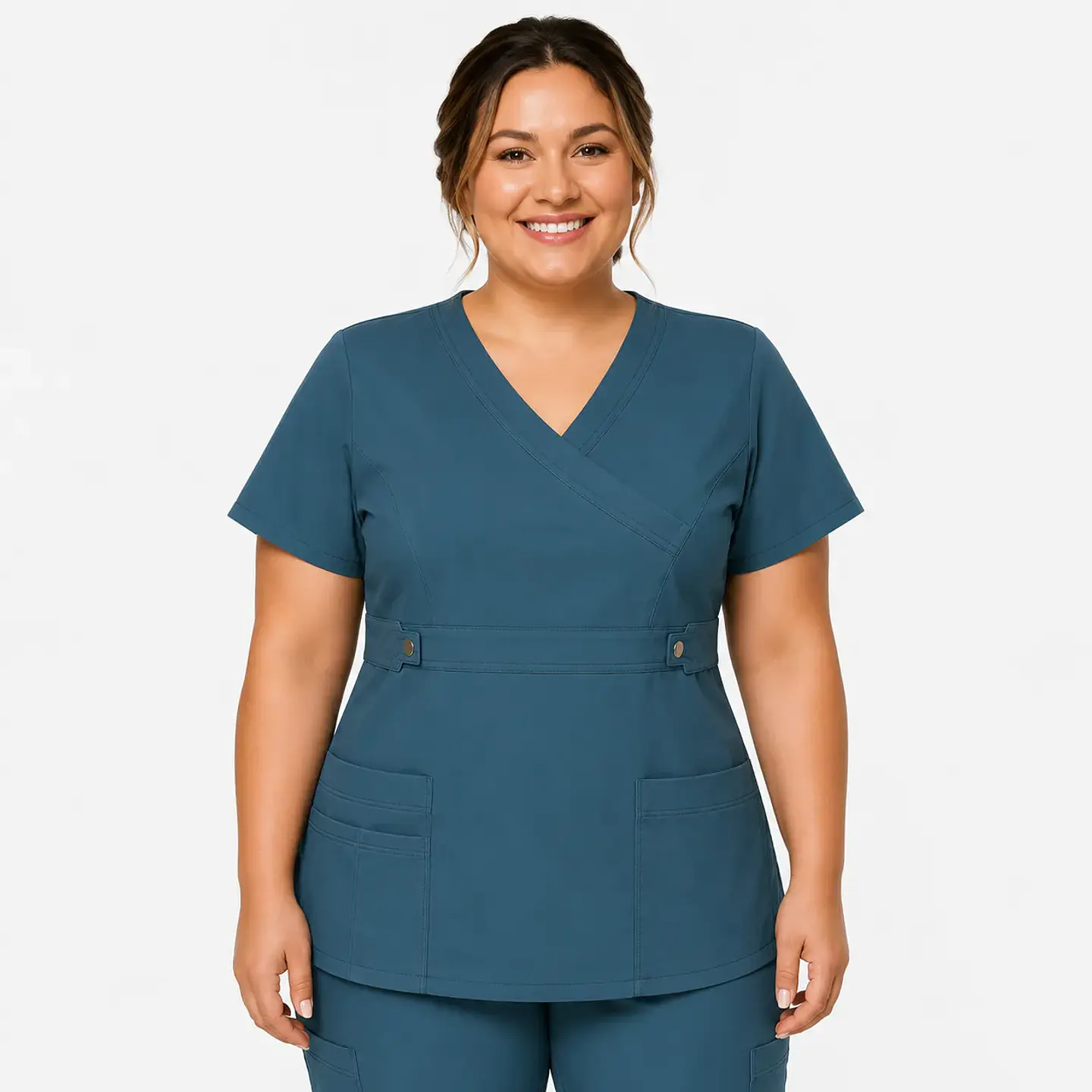 Blusa Clínica Cargo  Antifluido Elasticada Verde petróleo para Mujer 3