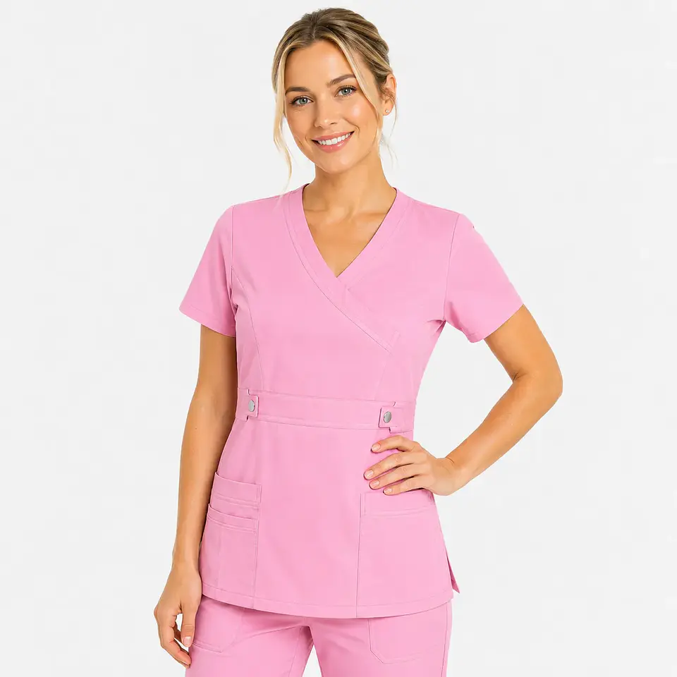 Blusa Clínica Cargo Antifluido Elasticada color Rosado para Mujer 2