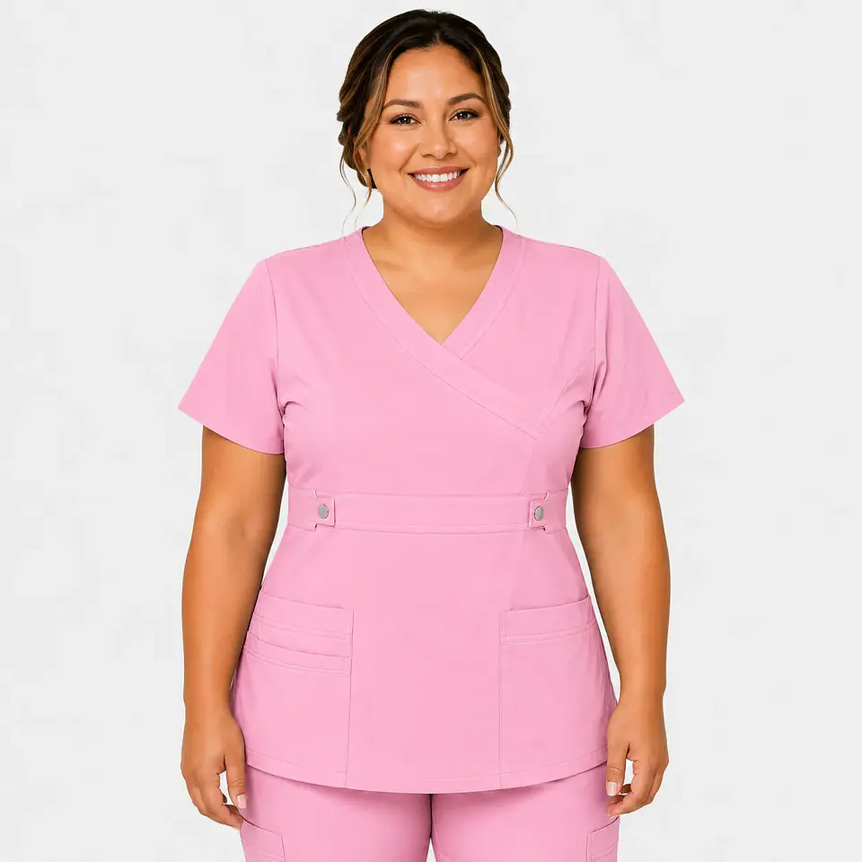 Blusa Clínica Cargo Antifluido Elasticada color Rosado para Mujer 3
