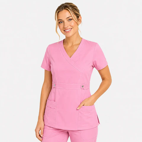 Blusa Clínica Cargo Antifluido Elasticada color Rosado para Mujer