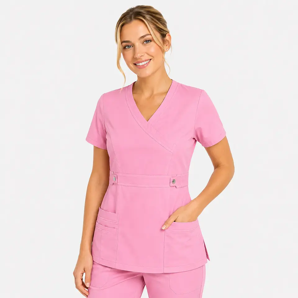 Blusa Clínica Cargo Antifluido Elasticada color Rosado para Mujer 1