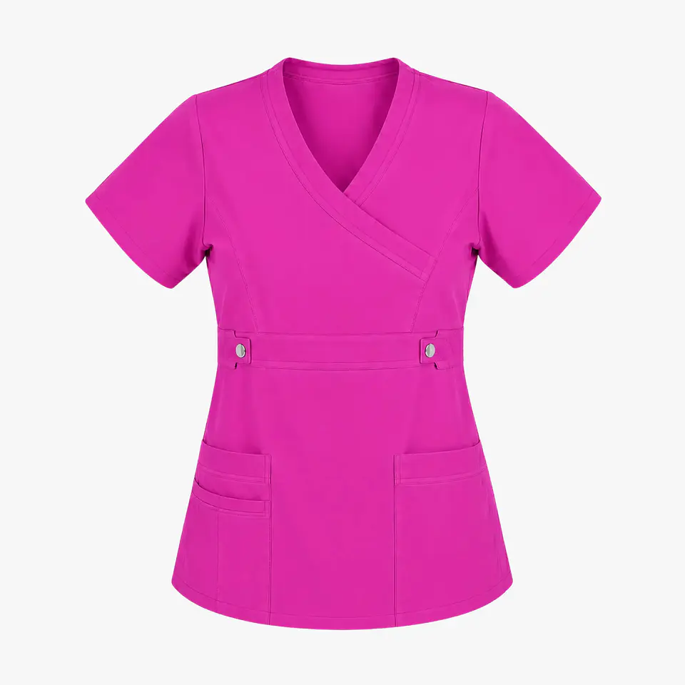 Blusa Clínica Cargo  Antifluido Elasticada Fucsia para Mujer 5