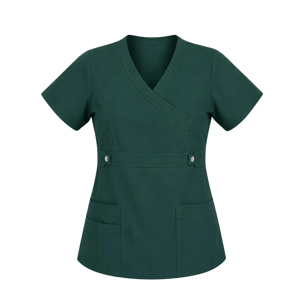 Blusa Clínica Cargo Antifluido  Elasticada  Verde Botella para Mujer 4