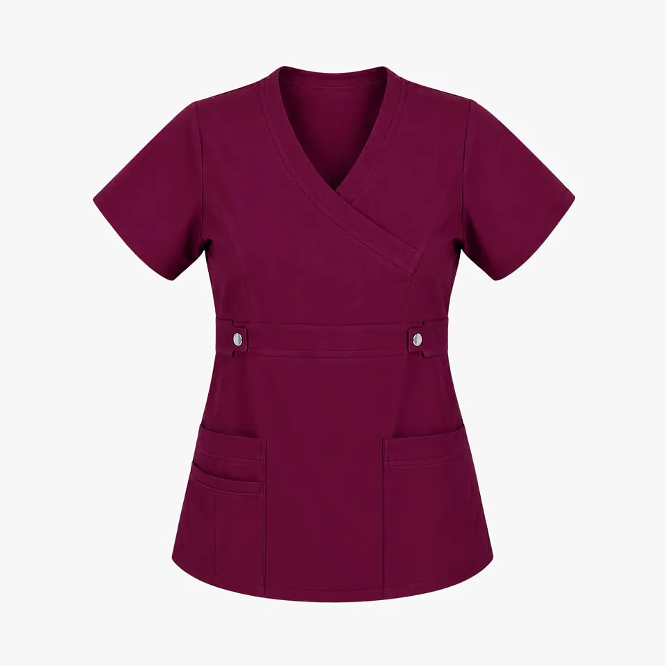 Blusa Clínica Cargo Antifluido Elasticada Ciruela para Mujer 4