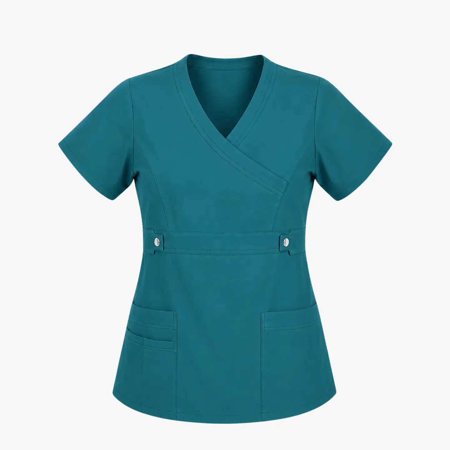Blusa Clínica Cargo  Antifluido Elasticada Turquesa para Mujer 4