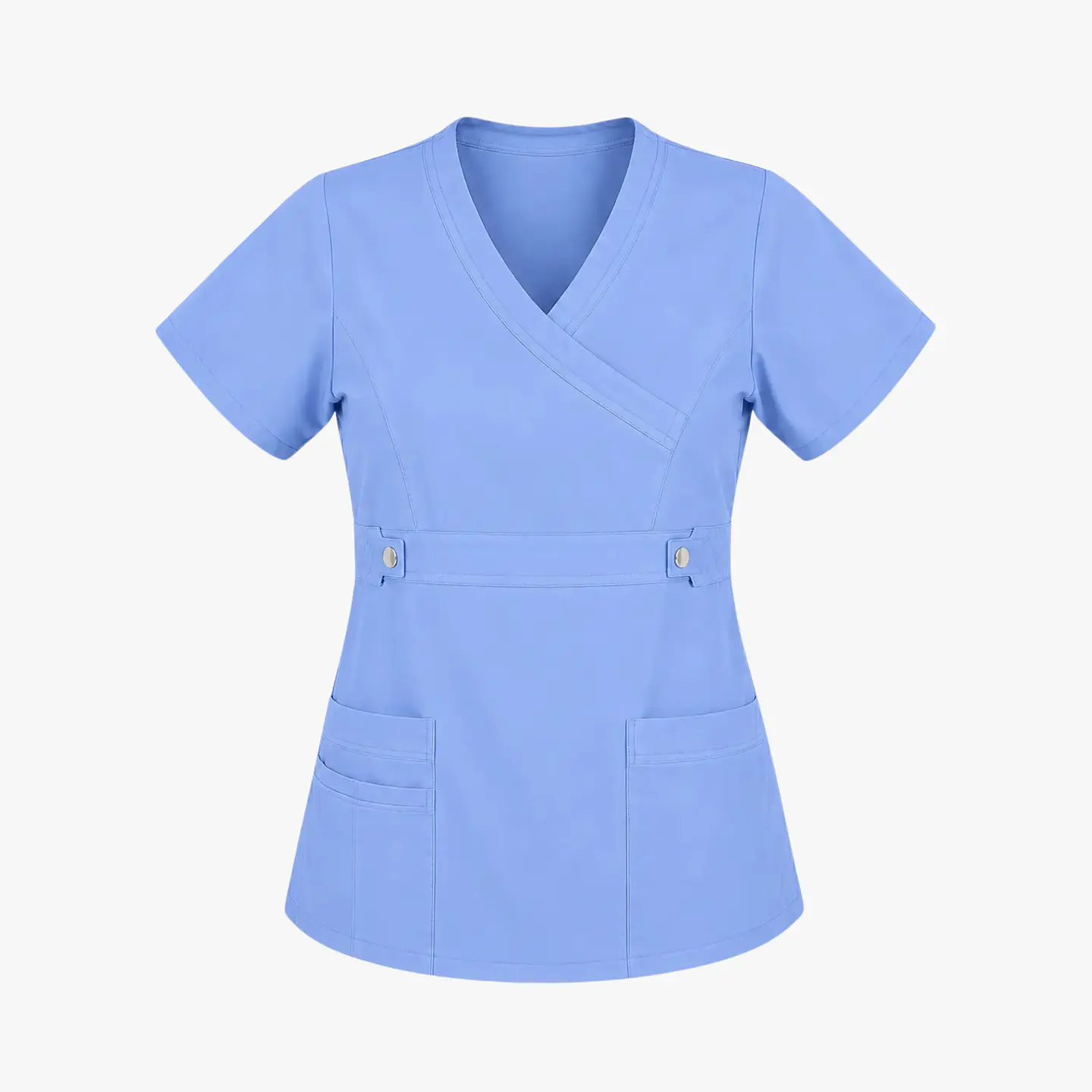Blusa Clínica Cargo  Antifluido Elasticada Celeste para Mujer 4