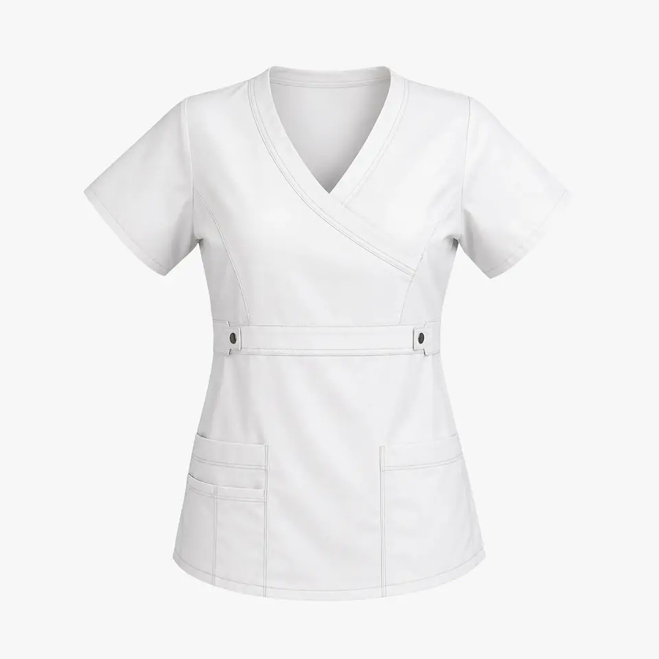 Blusa Clínica Cargo Antifluido Elasticada color Blanco para Mujer 5