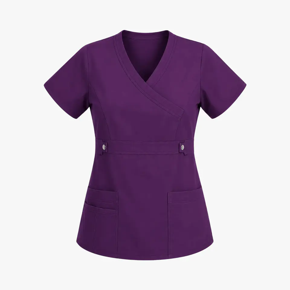 Blusa Clínica Cargo Antifluido Elasticada color Morado para Mujer 4
