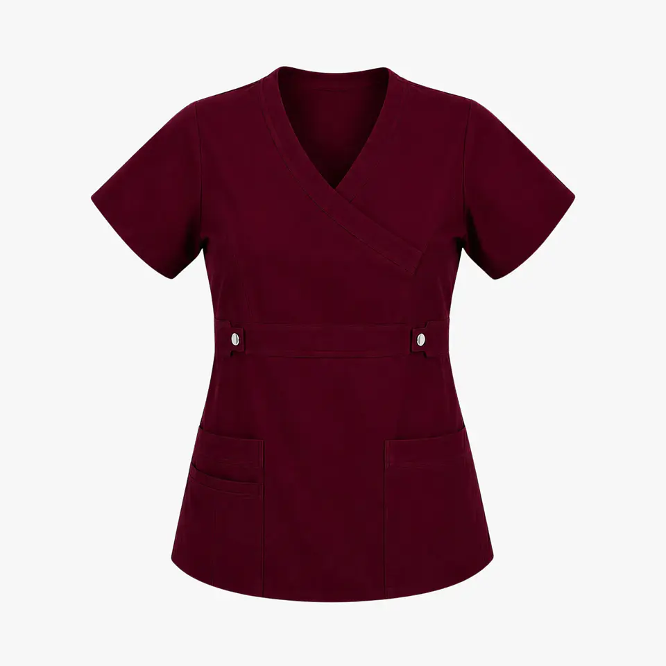 Blusa Clínica Cargo Antifluido Elasticada color Burdeo para Mujer 5