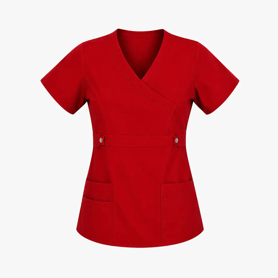Blusa Clínica Cargo Antifluido Elasticada color Rojo Italiano  para Mujer 4