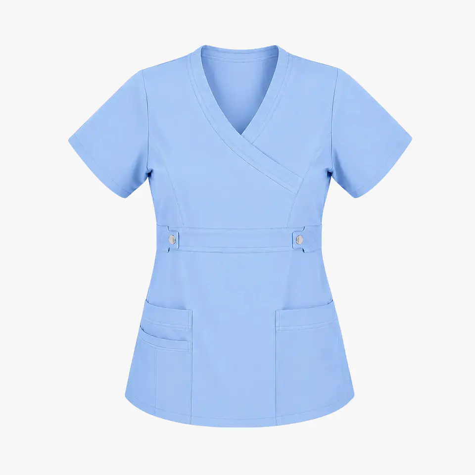 Blusa Clínica Cargo Elasticada Antifluido Celeste Jacinto-Paquete vela para Mujer 4