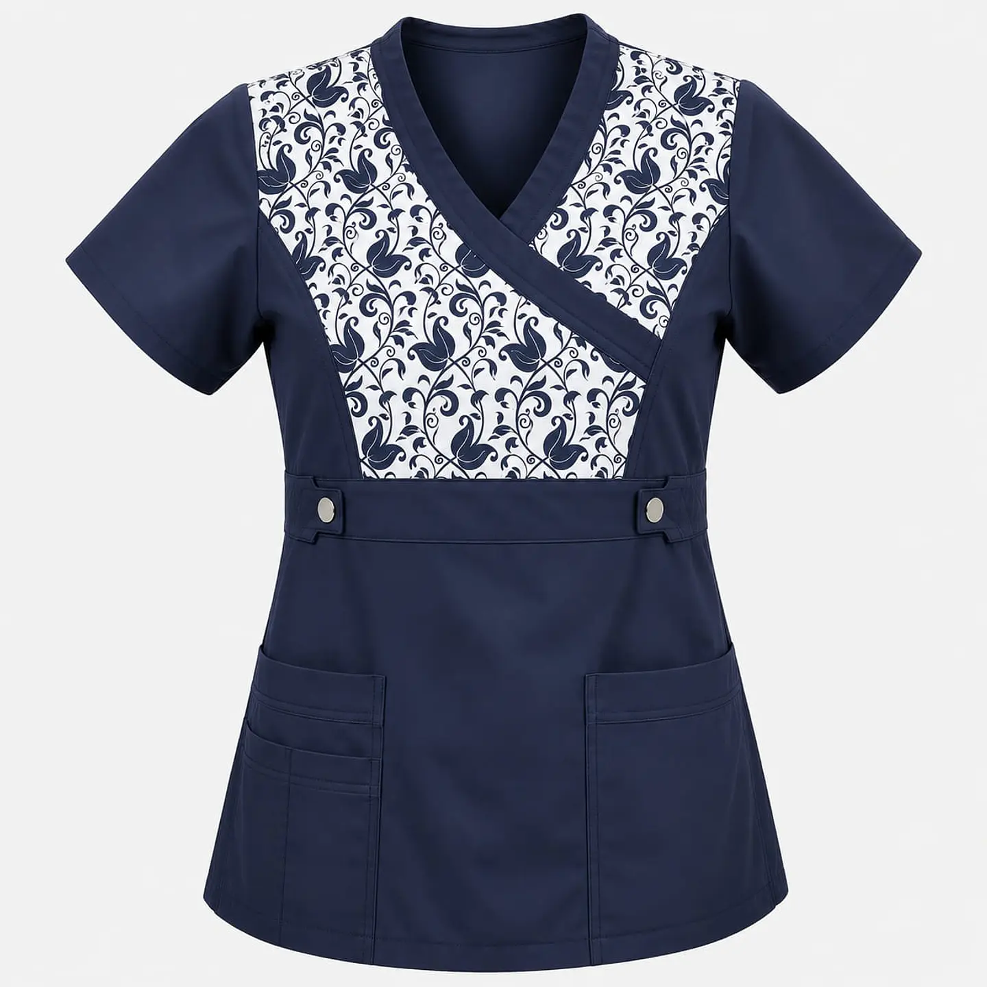 Blusa Clínica Cargo Azul Marino Estampada Poplin  3