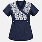 Blusa Clínica Cargo Azul Marino Estampada Poplin  - Miniatura 3