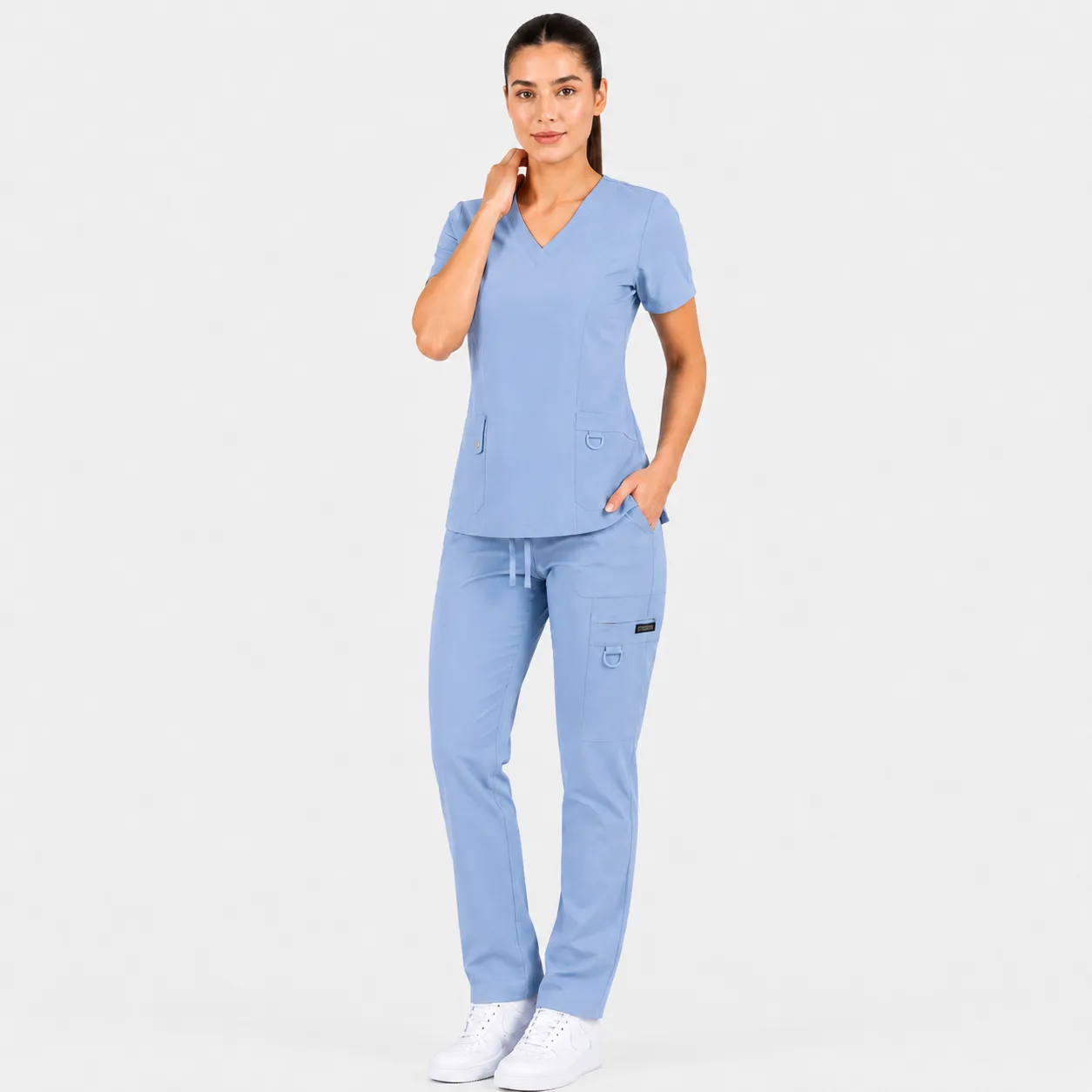 Conjunto Clínico Hana Celeste Ceil Blue para Mujer | Blusa Hana + Pantalón Hana Recto – Línea Aesthetic