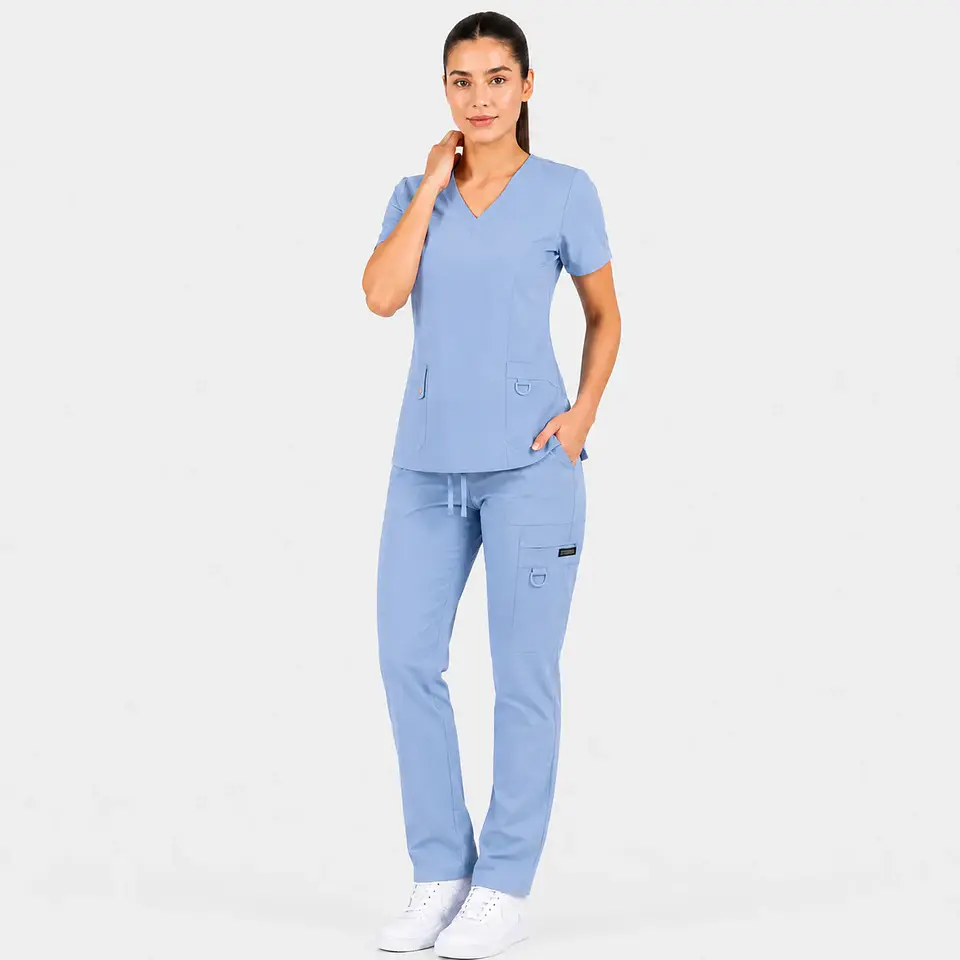 Conjunto Clínico Hana Celeste Ceil Blue para Mujer | Blusa Hana + Pantalón Hana Recto – Línea Aesthetic 1