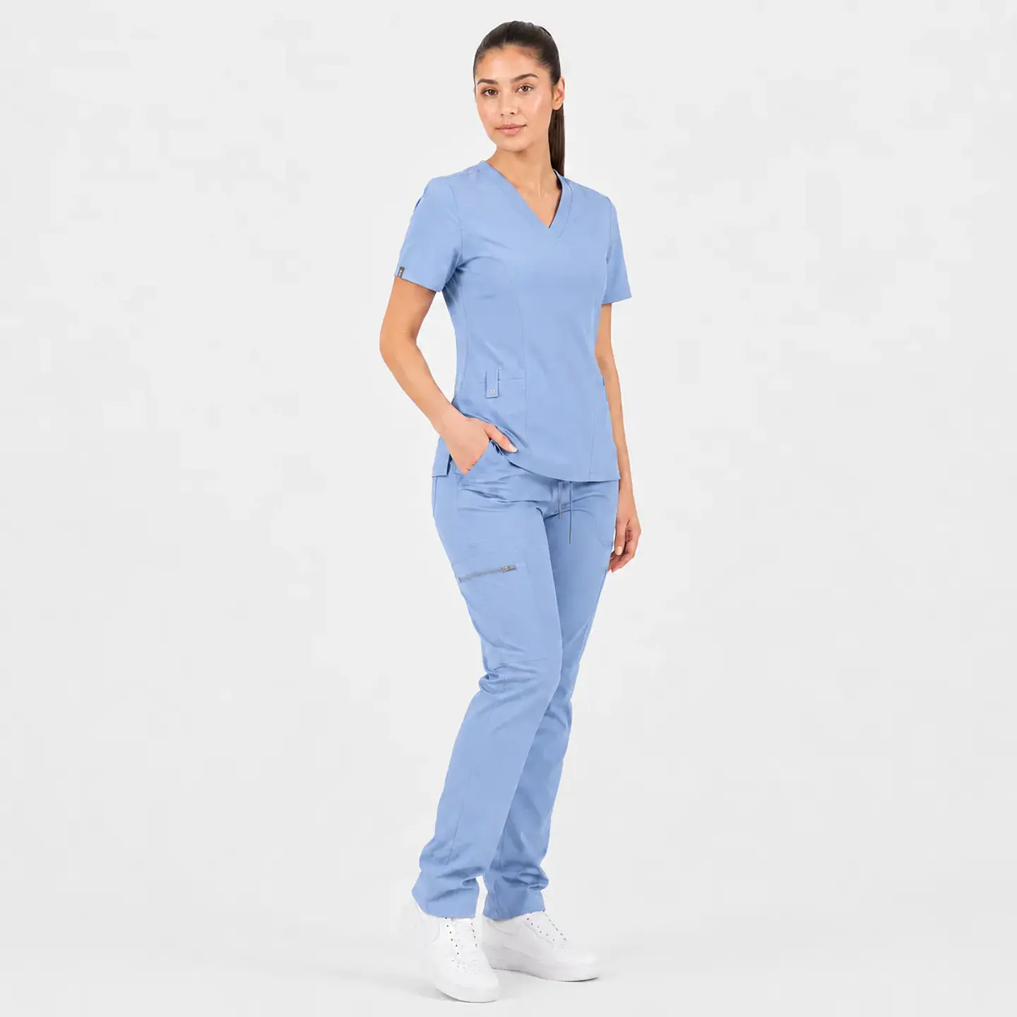 Conjunto Clínico Hana Celeste Ceil Blue para Mujer | Blusa Hana + Pantalón Hana Recto – Línea Aesthetic 2