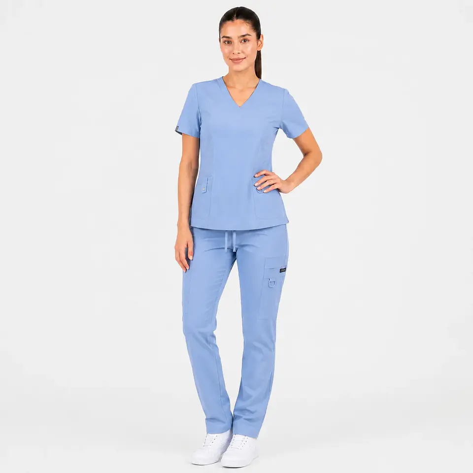 Conjunto Clínico Hana Celeste Ceil Blue para Mujer | Blusa Hana + Pantalón Hana Recto – Línea Aesthetic 3