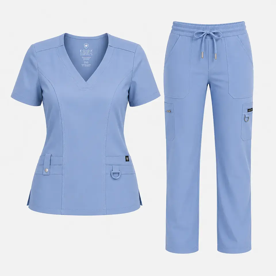 Conjunto Clínico Hana Celeste Ceil Blue para Mujer | Blusa Hana + Pantalón Hana Recto – Línea Aesthetic 4