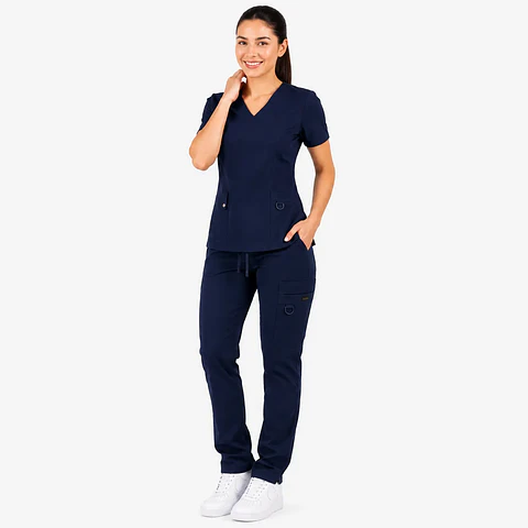 Conjunto Clínico Hana Azul marino para Mujer | Blusa Hana + Pantalón Hana Recto – Línea Aesthetic