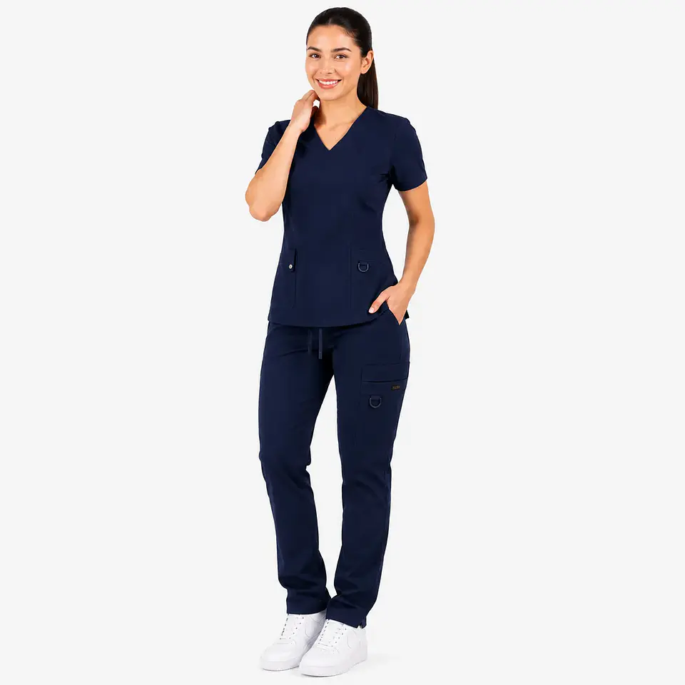 Conjunto Clínico Hana Azul marino para Mujer | Blusa Hana + Pantalón Hana Recto – Línea Aesthetic 1