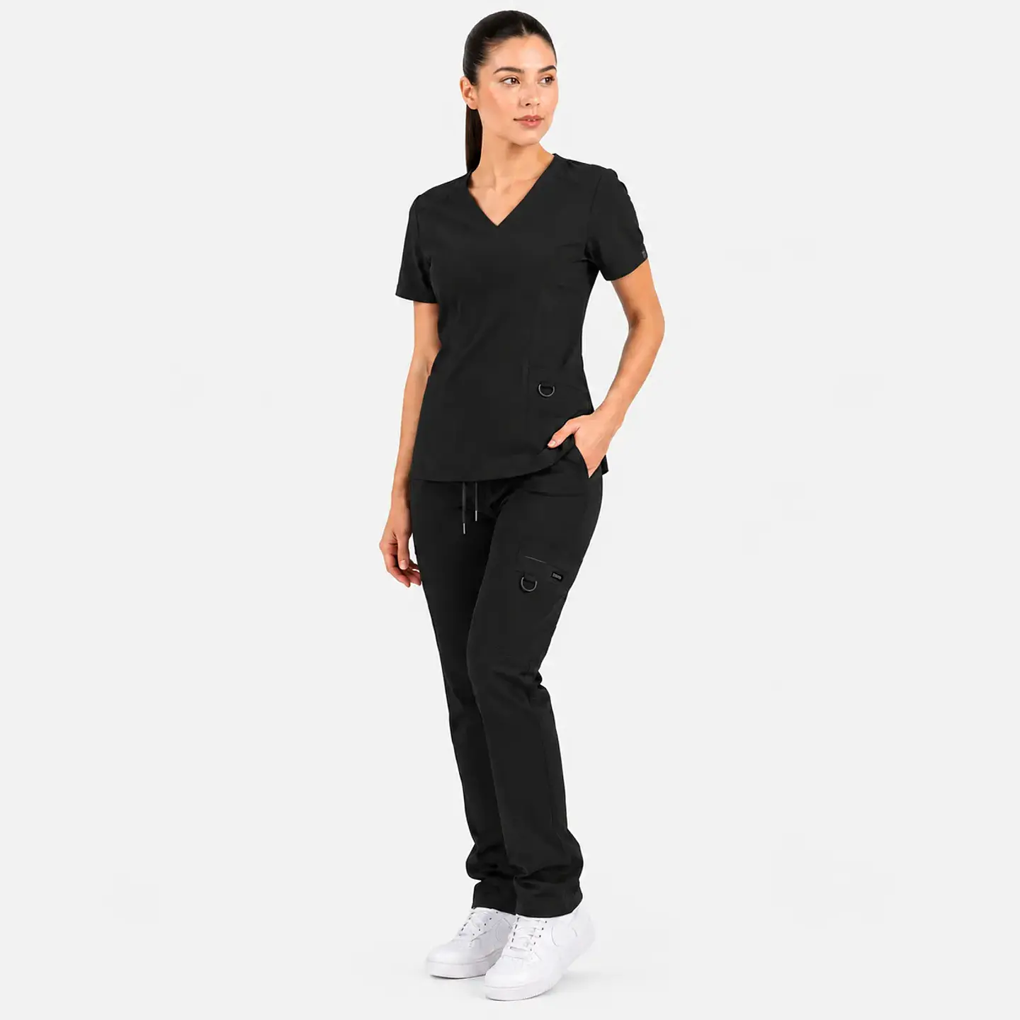 Conjunto Clínico Hana Negro para Mujer | Blusa Hana + Pantalón Hana Recto – Línea Aesthetic 2