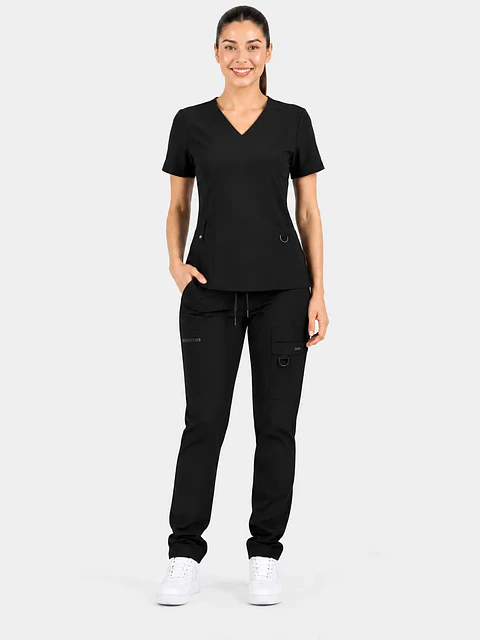 Conjunto Clínico Hana Negro para Mujer | Blusa Hana + Pantalón Hana Recto – Línea Aesthetic