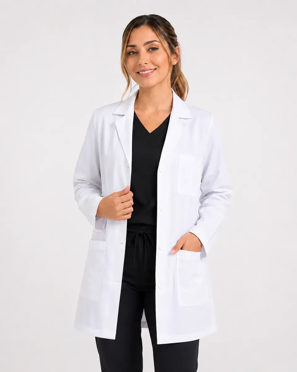 Bata Clínica Blanca Antifluido para Mujer | Égida Uniformes 3
