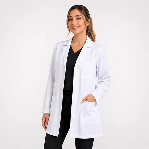 Bata Clínica Blanca Antifluido para Mujer | Égida Uniformes