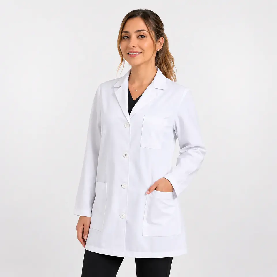 Bata Clínica Blanca Antifluido para Mujer | Égida Uniformes 2