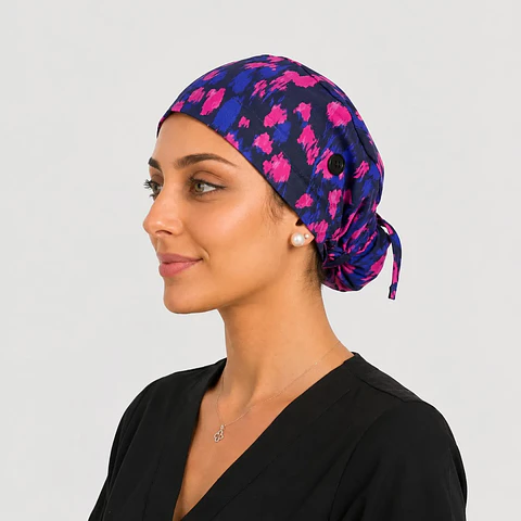 Gorro Clínico Estampado Zafiro Salvaje con Botones