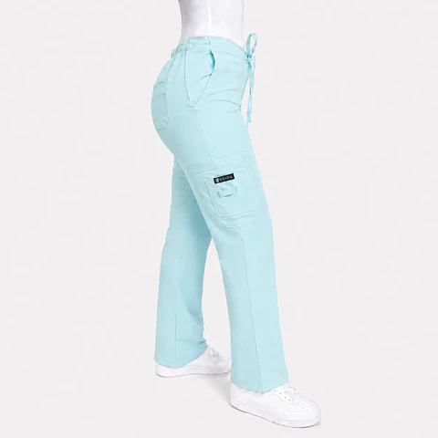 Pantalón Clínico para Mujer Modelo Cargo Antifluido Elasticado Menta