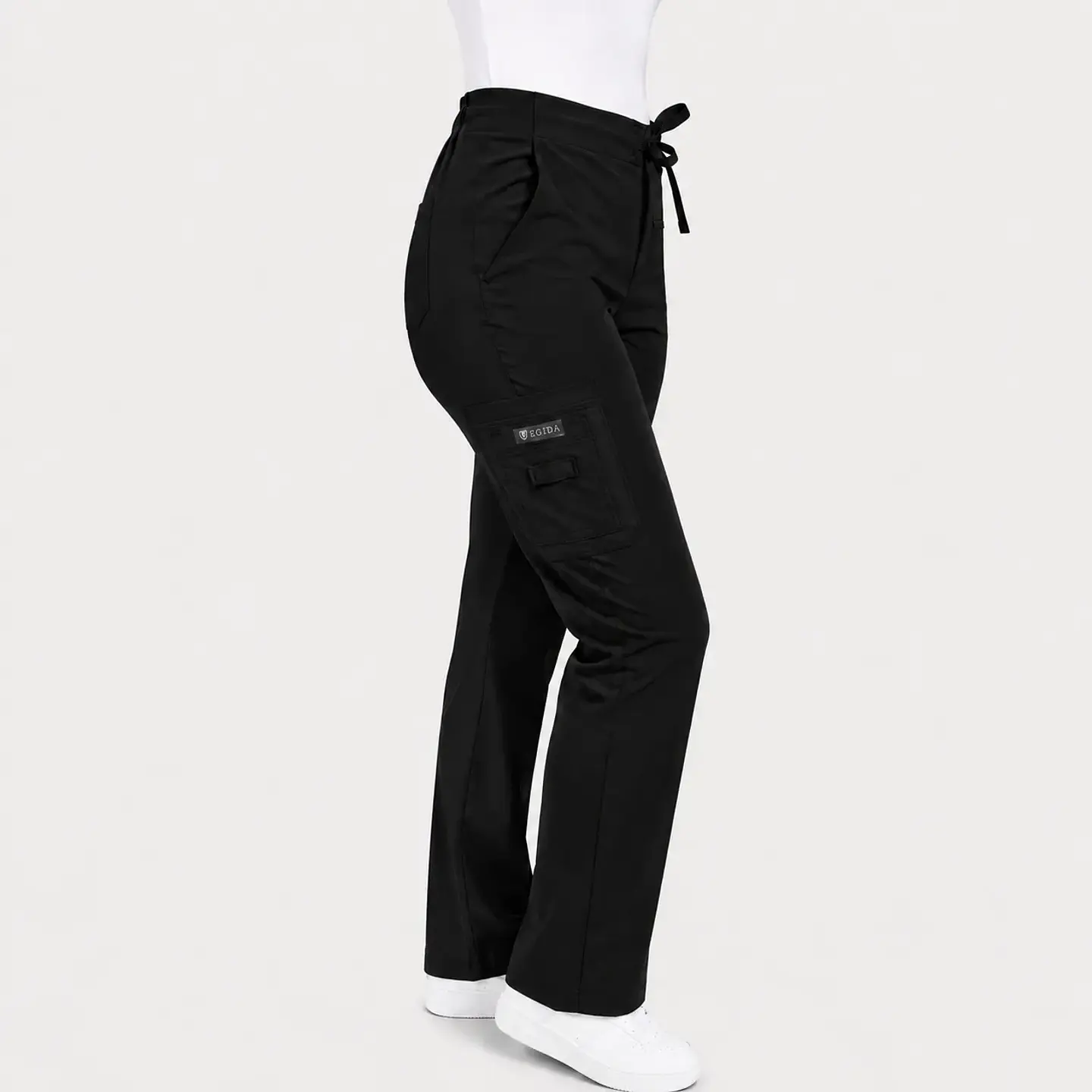 Pantalón Clínico para Mujer Modelo Cargo Antifluido Elasticado Negro 7