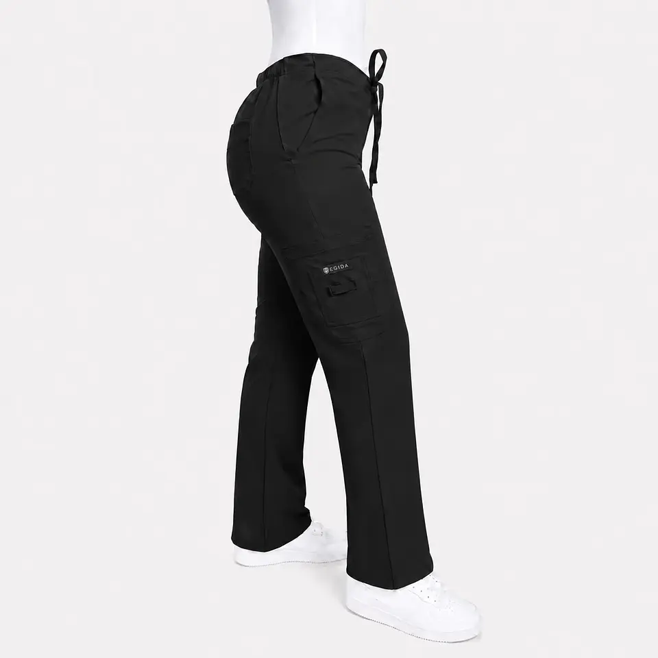 Pantalón Clínico para Mujer Modelo Cargo Antifluido Elasticado Negro 1
