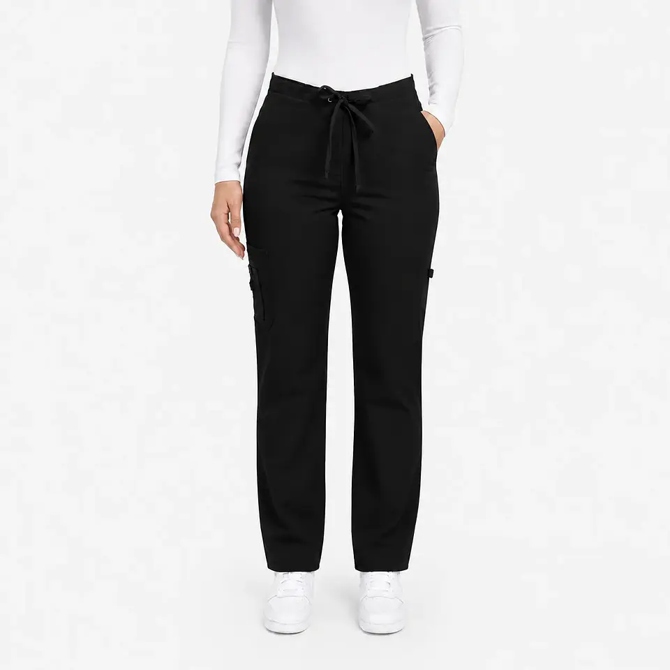 Pantalón Clínico para Mujer Modelo Cargo Antifluido Elasticado Negro 2