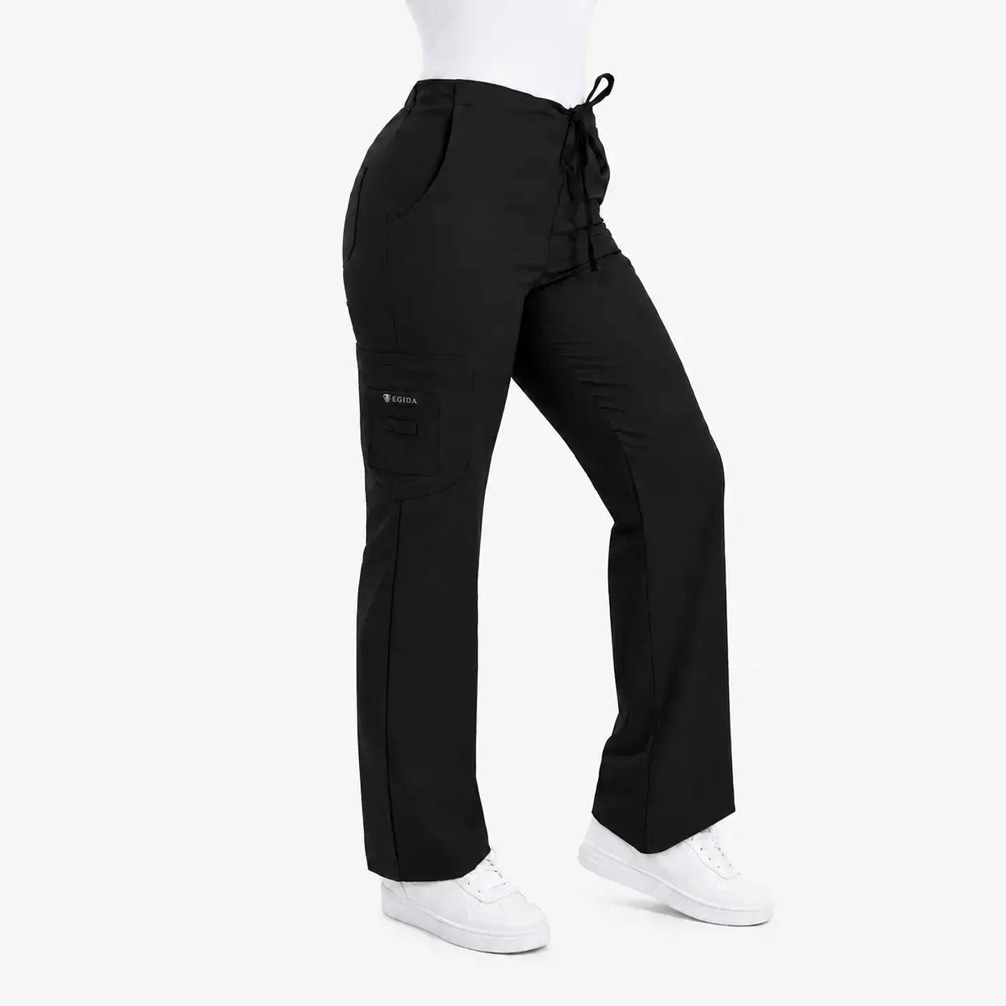 Pantalón Clínico para Mujer Modelo Cargo Antifluido Elasticado Negro 3
