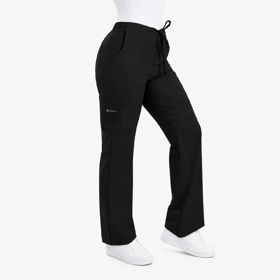 Pantalón Clínico para Mujer Modelo Cargo Antifluido Elasticado Negro 3
