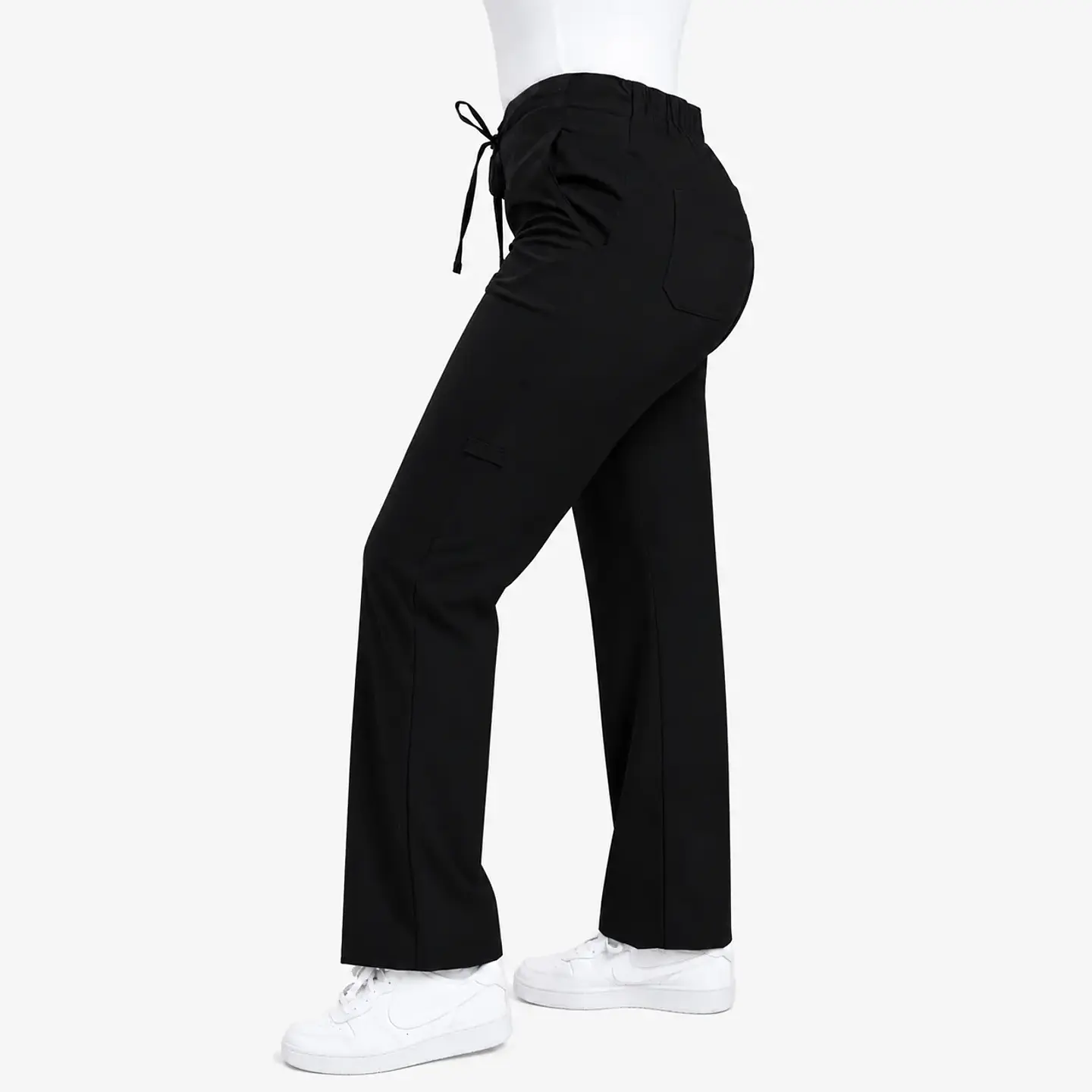 Pantalón Clínico para Mujer Modelo Cargo Antifluido Elasticado Negro 4