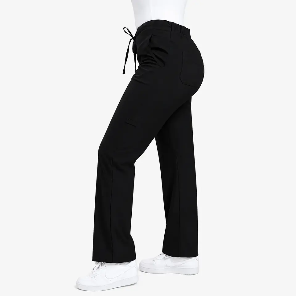 Pantalón Clínico para Mujer Modelo Cargo Antifluido Elasticado Negro 4