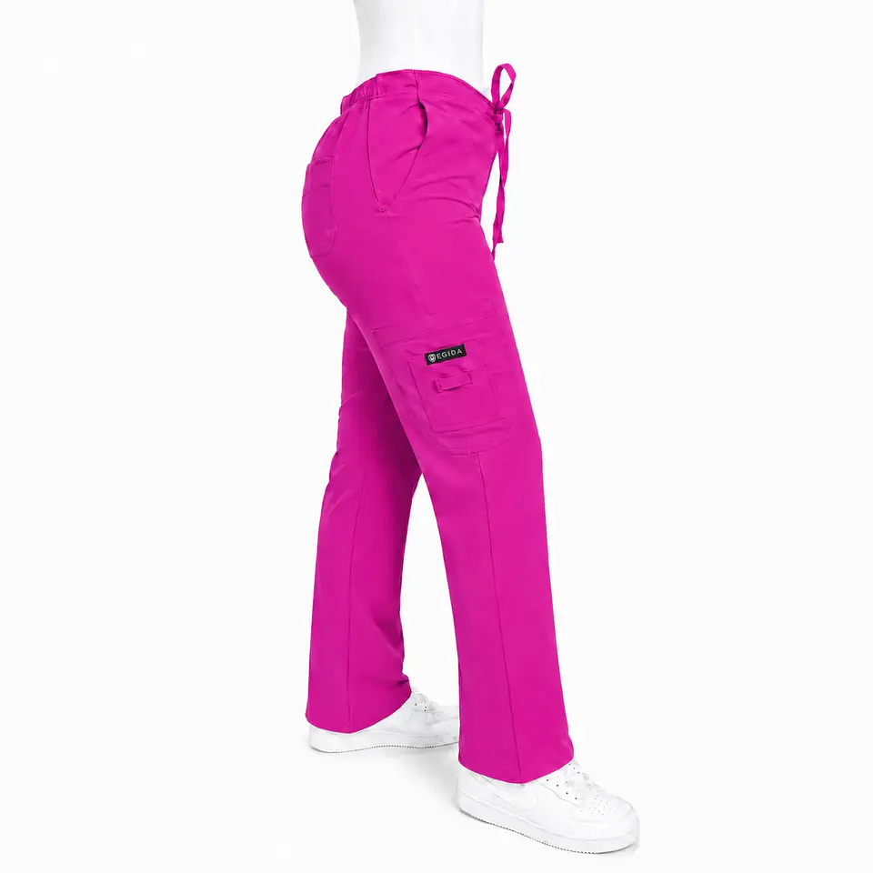 Pantalón Clínico para Mujer Modelo Cargo Antifluido Elasticado Fucsia 1