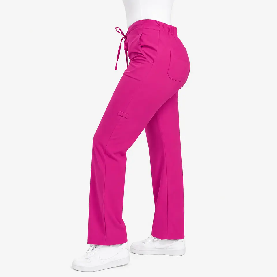 Pantalón Clínico para Mujer Modelo Cargo Antifluido Elasticado Fucsia 4