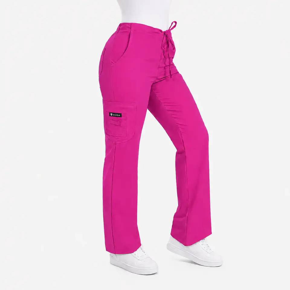 Pantalón Clínico para Mujer Modelo Cargo Antifluido Elasticado Fucsia 3