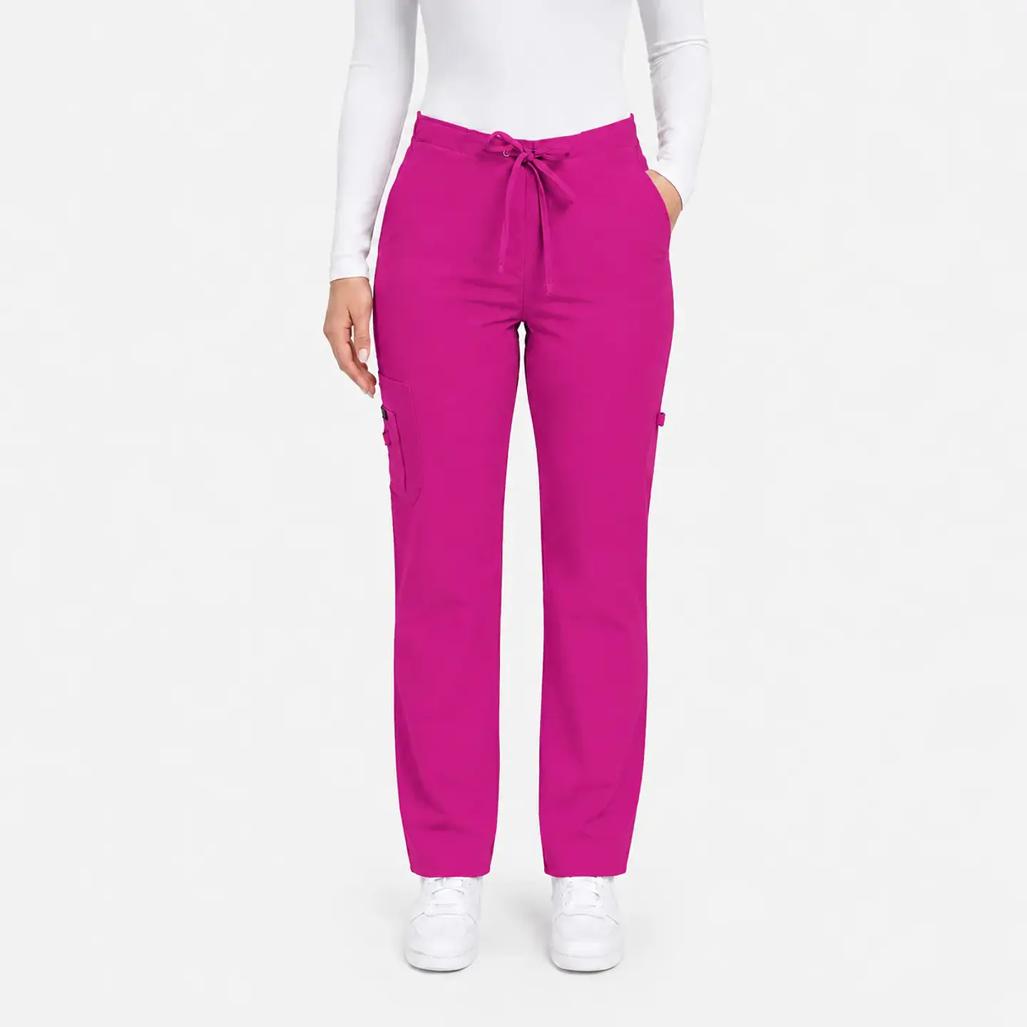 Pantalón Clínico para Mujer Modelo Cargo Antifluido Elasticado Fucsia 2