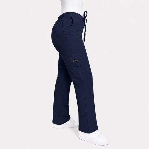 Pantalón Clínico para Mujer Modelo Cargo Antifluido Elasticado Azul Marino