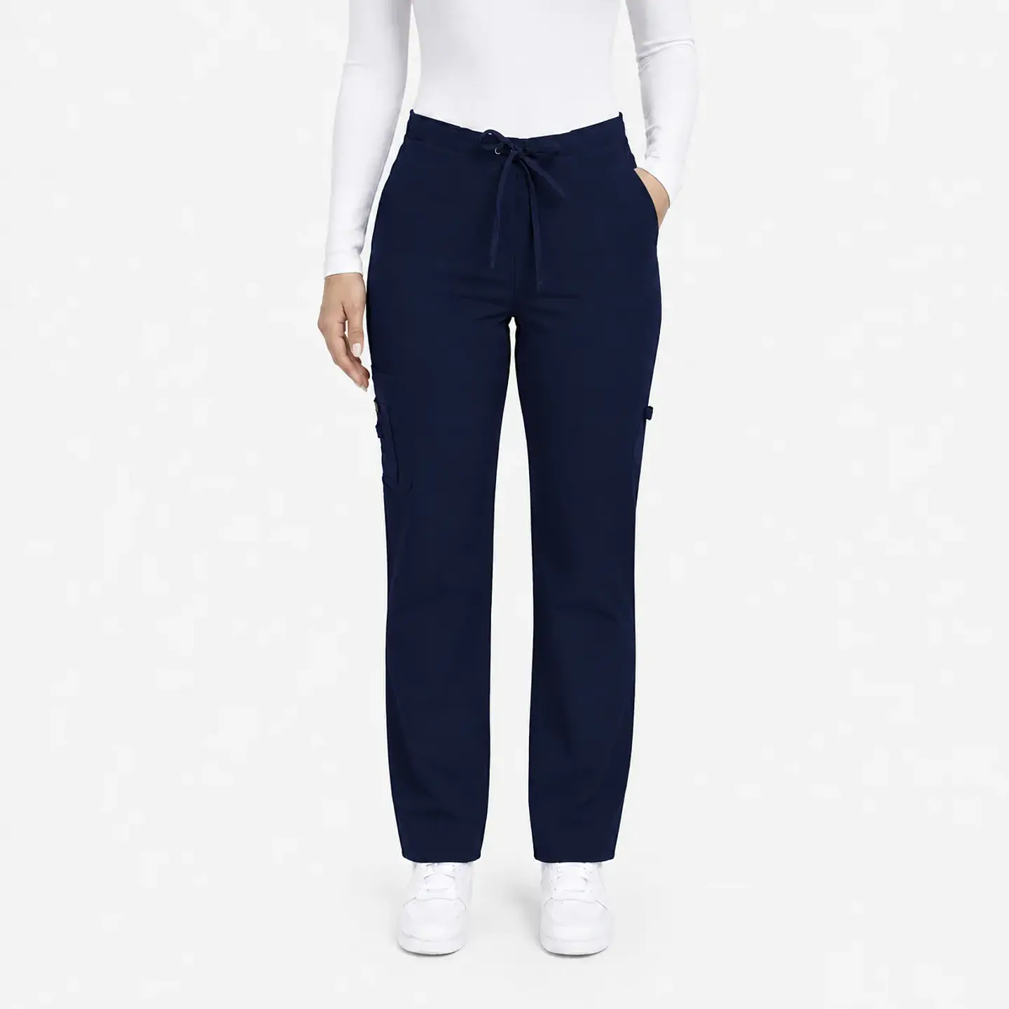 Pantalón Clínico para Mujer Modelo Cargo Antifluido Elasticado Azul Marino 2